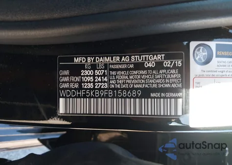 2015 Mercedes-Benz E 350 from USA, damaged, VIN WDDHF5KB9FB158689